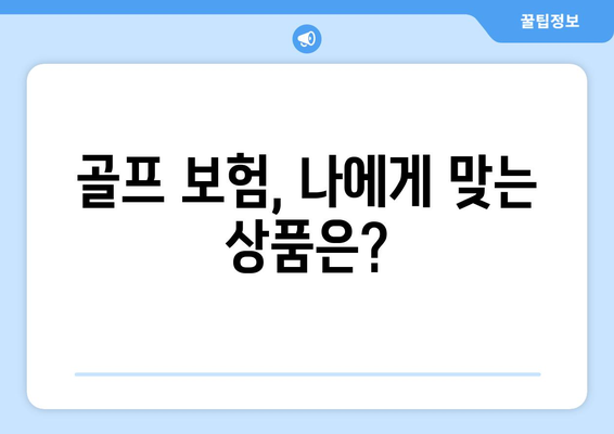 골프 보험, 나에게 맞는 상품은?