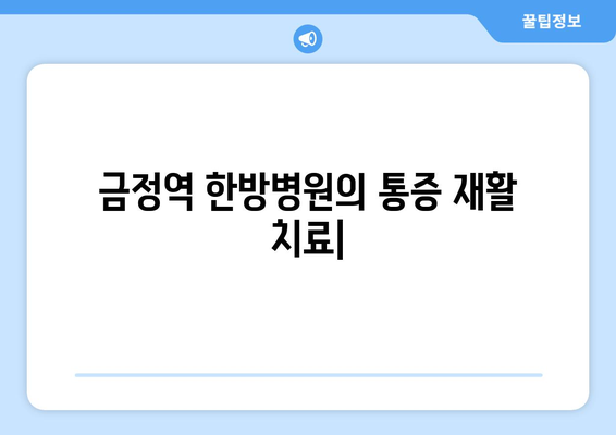 금정역 한방병원의 통증 재활 치료| 믿을 수 있는 전문의료진과 효과적인 치료법 | 통증, 재활, 한방, 침구, 추나, 금정역