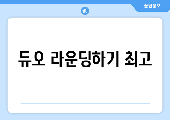 듀오 라운딩하기 최고