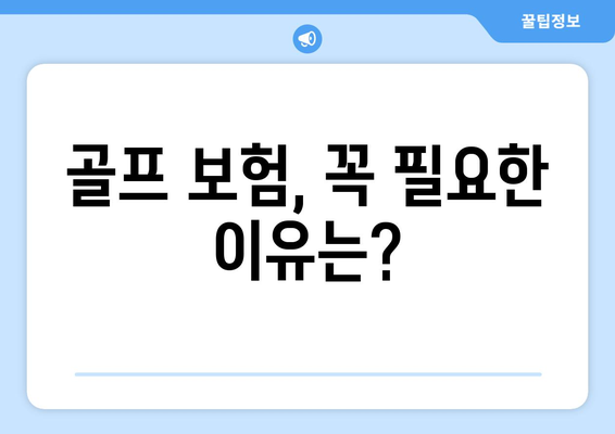 골프 보험, 꼭 필요한 이유는?