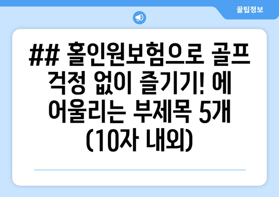 ## 홀인원보험으로 골프 걱정 없이 즐기기! 에 어울리는 부제목 5개 (10자 내외)