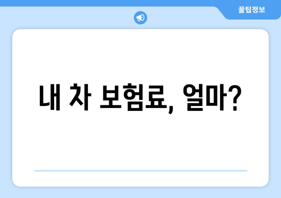 내 차 보험료, 얼마?