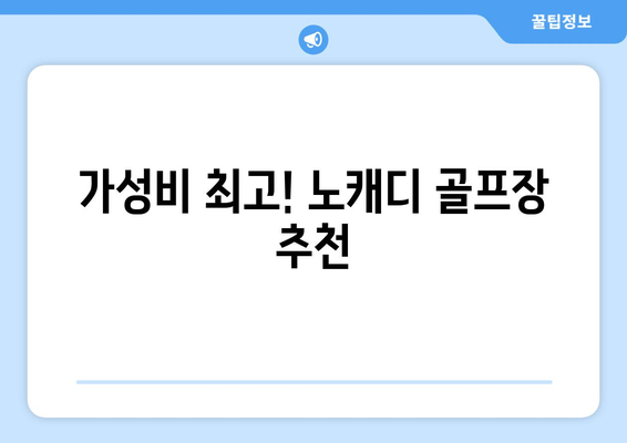 가성비 최고! 노캐디 골프장 추천