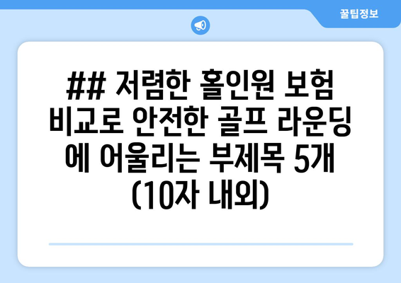 ## 저렴한 홀인원 보험 비교로 안전한 골프 라운딩 에 어울리는 부제목 5개 (10자 내외)