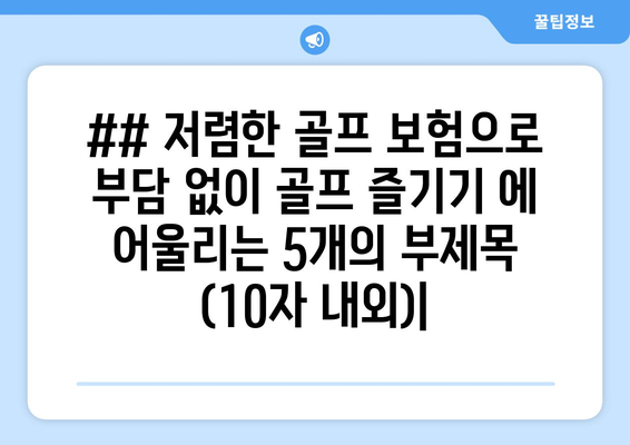 ## 저렴한 골프 보험으로 부담 없이 골프 즐기기 에 어울리는 5개의 부제목 (10자 내외)|