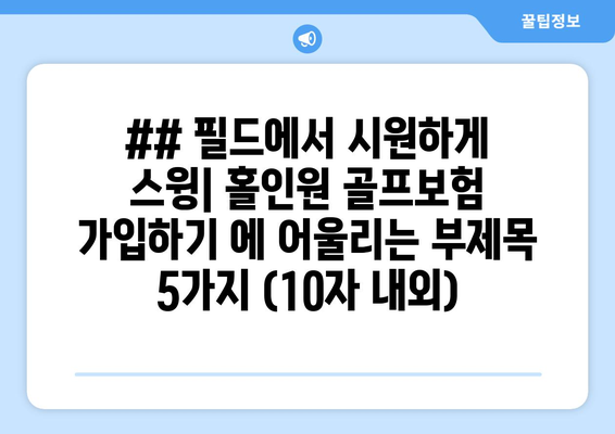 ## 필드에서 시원하게 스윙| 홀인원 골프보험 가입하기 에 어울리는 부제목 5가지 (10자 내외)