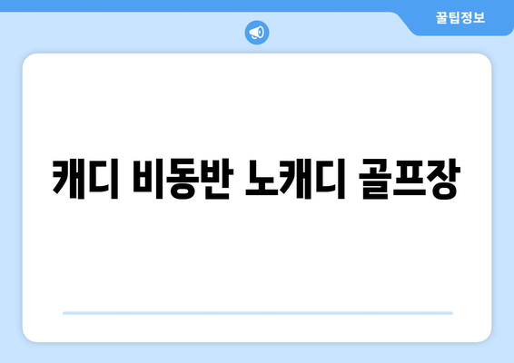 캐디 비동반 노캐디 골프장