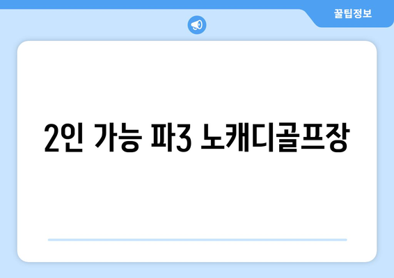 2인 가능 파3 노캐디골프장