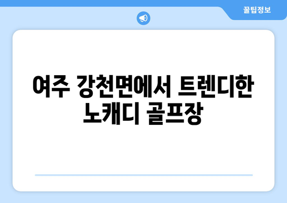 여주 강천면에서 트렌디한 노캐디 골프장