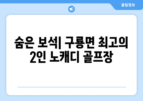 숨은 보석| 구룡면 최고의 2인 노캐디 골프장