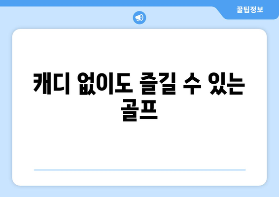 캐디 없이도 즐길 수 있는 골프