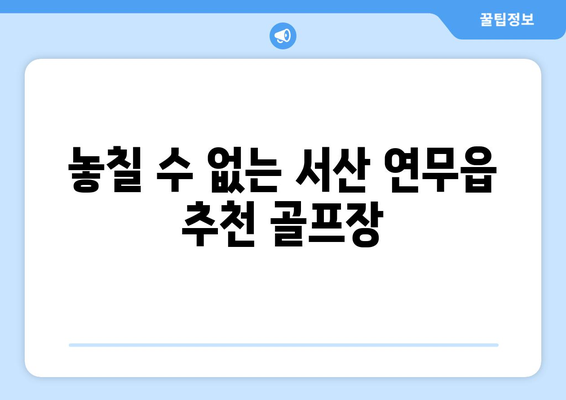 놓칠 수 없는 서산 연무읍 추천 골프장