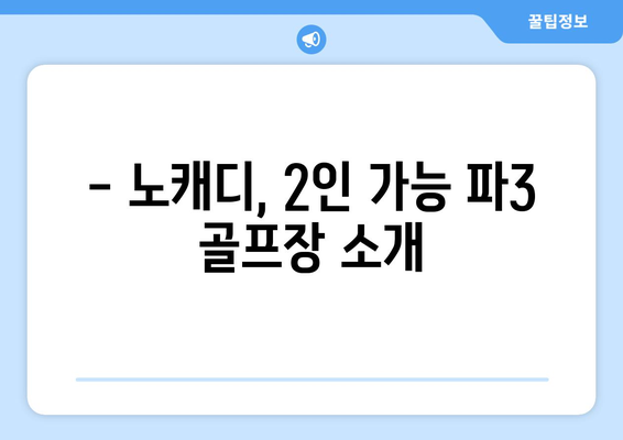 - 노캐디, 2인 가능 파3 골프장 소개