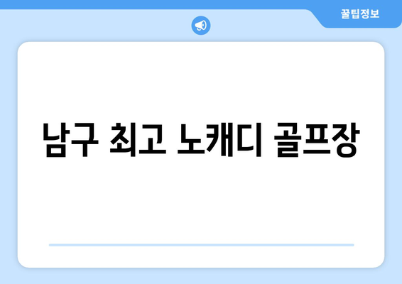 남구 최고 노캐디 골프장