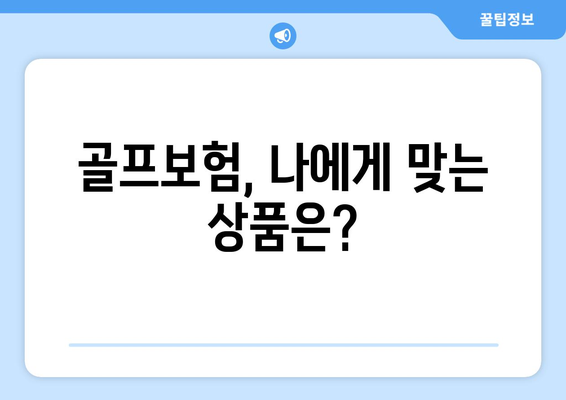 골프보험, 나에게 맞는 상품은?