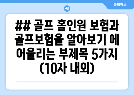 ## 골프 홀인원 보험과 골프보험을 알아보기 에 어울리는 부제목 5가지 (10자 내외)