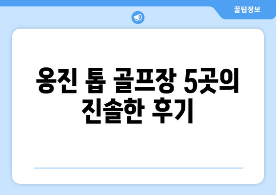 옹진 톱 골프장 5곳의 진솔한 후기