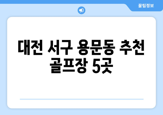 대전 서구 용문동 추천 골프장 5곳