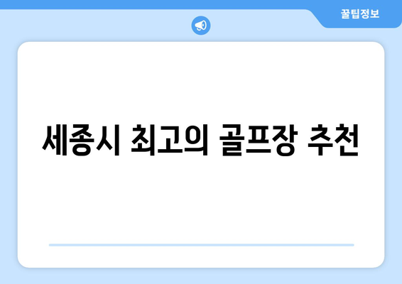 세종시 최고의 골프장 추천