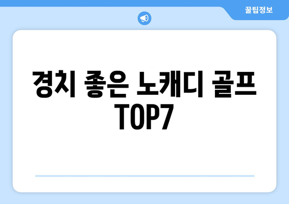 경치 좋은 노캐디 골프 TOP7