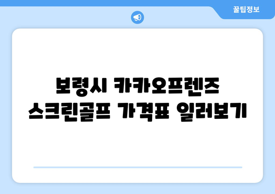 보령시 카카오프렌즈 스크린골프 가격표 일러보기