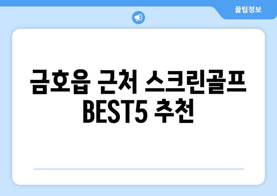 금호읍 근처 스크린골프 BEST5 추천