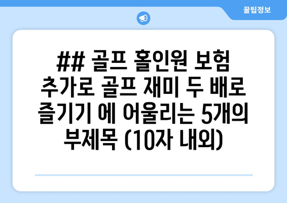 ## 골프 홀인원 보험 추가로 골프 재미 두 배로 즐기기 에 어울리는 5개의 부제목 (10자 내외)