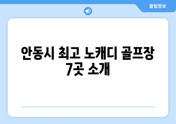 안동시 최고 노캐디 골프장 7곳 소개