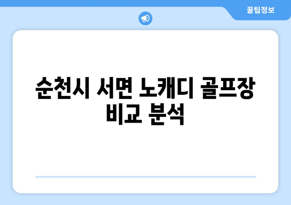 순천시 서면 노캐디 골프장 비교 분석