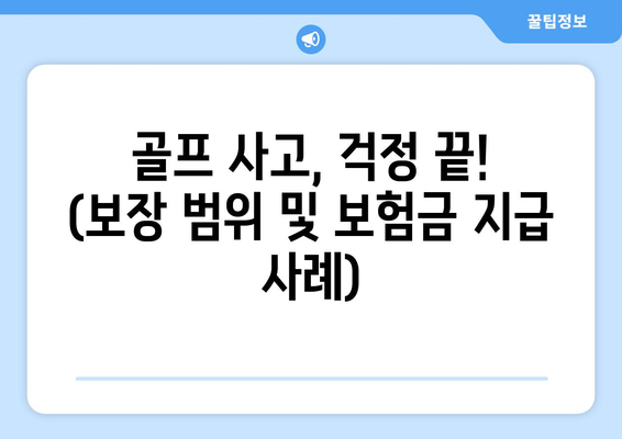 골프 사고, 걱정 끝! (보장 범위 및 보험금 지급 사례)