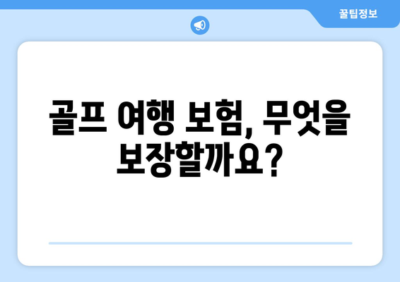 골프 여행 보험, 무엇을 보장할까요?