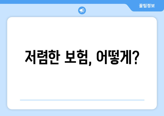 저렴한 보험, 어떻게?