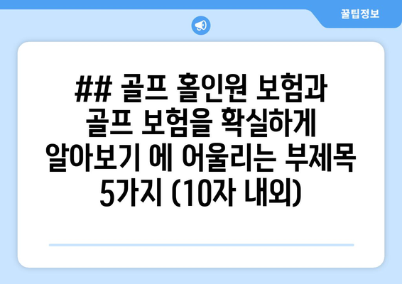 ## 골프 홀인원 보험과 골프 보험을 확실하게 알아보기 에 어울리는 부제목 5가지 (10자 내외)