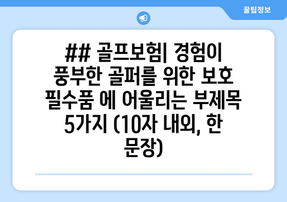 ## 골프보험| 경험이 풍부한 골퍼를 위한 보호 필수품 에 어울리는 부제목 5가지 (10자 내외, 한 문장)