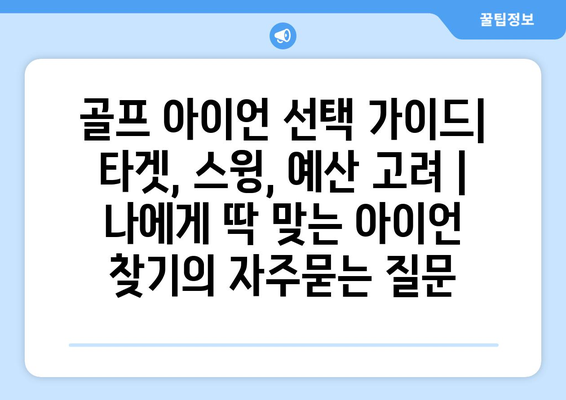 골프 아이언 선택 가이드| 타겟, 스윙, 예산 고려 | 나에게 딱 맞는 아이언 찾기