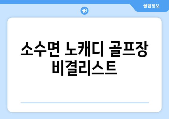 소수면 노캐디 골프장 비결리스트