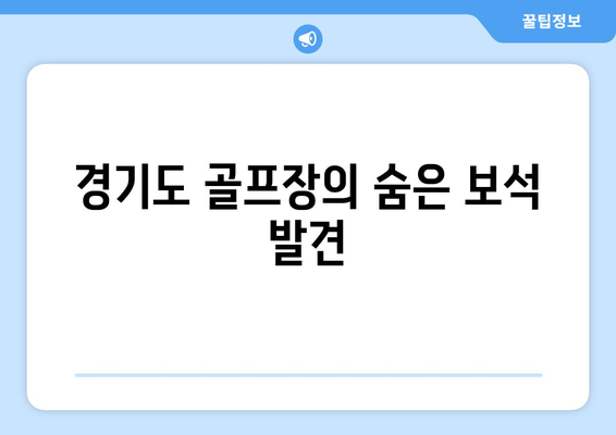 경기도 골프장의 숨은 보석 발견