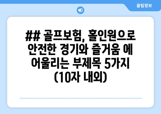 ## 골프보험, 홀인원으로 안전한 경기와 즐거움 에 어울리는 부제목 5가지 (10자 내외)