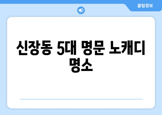 신장동 5대 명문 노캐디 명소