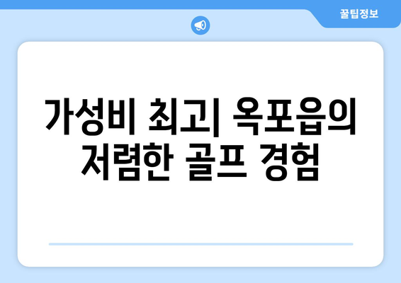 가성비 최고| 옥포읍의 저렴한 골프 경험