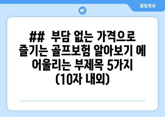 ##  부담 없는 가격으로 즐기는 골프보험 알아보기 에 어울리는 부제목 5가지 (10자 내외)