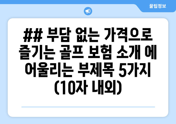 ## 부담 없는 가격으로 즐기는 골프 보험 소개 에 어울리는 부제목 5가지 (10자 내외)