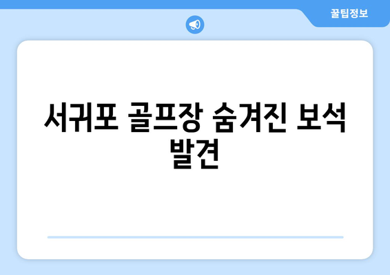 서귀포 골프장 숨겨진 보석 발견