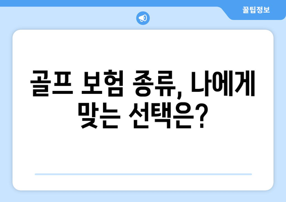 골프 보험 종류, 나에게 맞는 선택은?