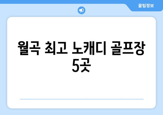 월곡 최고 노캐디 골프장 5곳