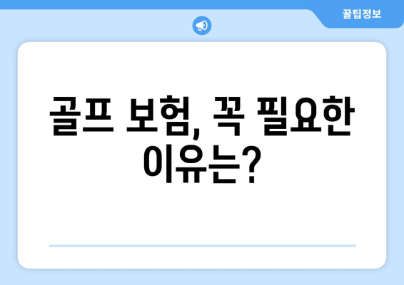 골프 보험, 꼭 필요한 이유는?