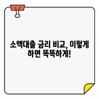 소액대출 금리 비교| 나에게 맞는 최저 금리 찾는 방법 | 소액대출, 금리 비교, 대출 상품 비교, 저금리 대출