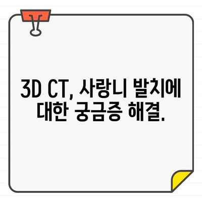 3차원 CT 진단 기반 사랑니 발치 결정| 근거와 필요성 | 사랑니, 발치, 3D CT, 치과, 진단