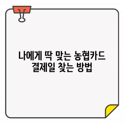 농협카드 결제일별 이용기간 확인 & 관리| 나에게 맞는 방법 찾기 | 농협카드, 결제일, 이용기간, 관리 팁