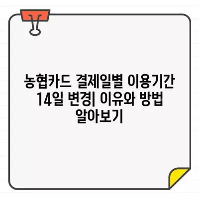 농협카드 결제일별 이용기간 14일 변경| 이유와 방법 알아보기 | 농협카드, 결제일 변경, 이용기간